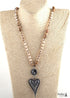 Boho Necklace, RH Amazonite Jasper, Heart Brown Natural Stone
